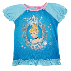 Vintage Disney Princess Cinderella Blue Puff Sleeve Shirt Top Size 6X